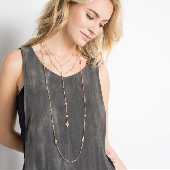 NWT Rare & Retired Kendra Scott Zuly Necklace 40” Iridescent Dichroic Crystal CZ - Picture 4 of 11